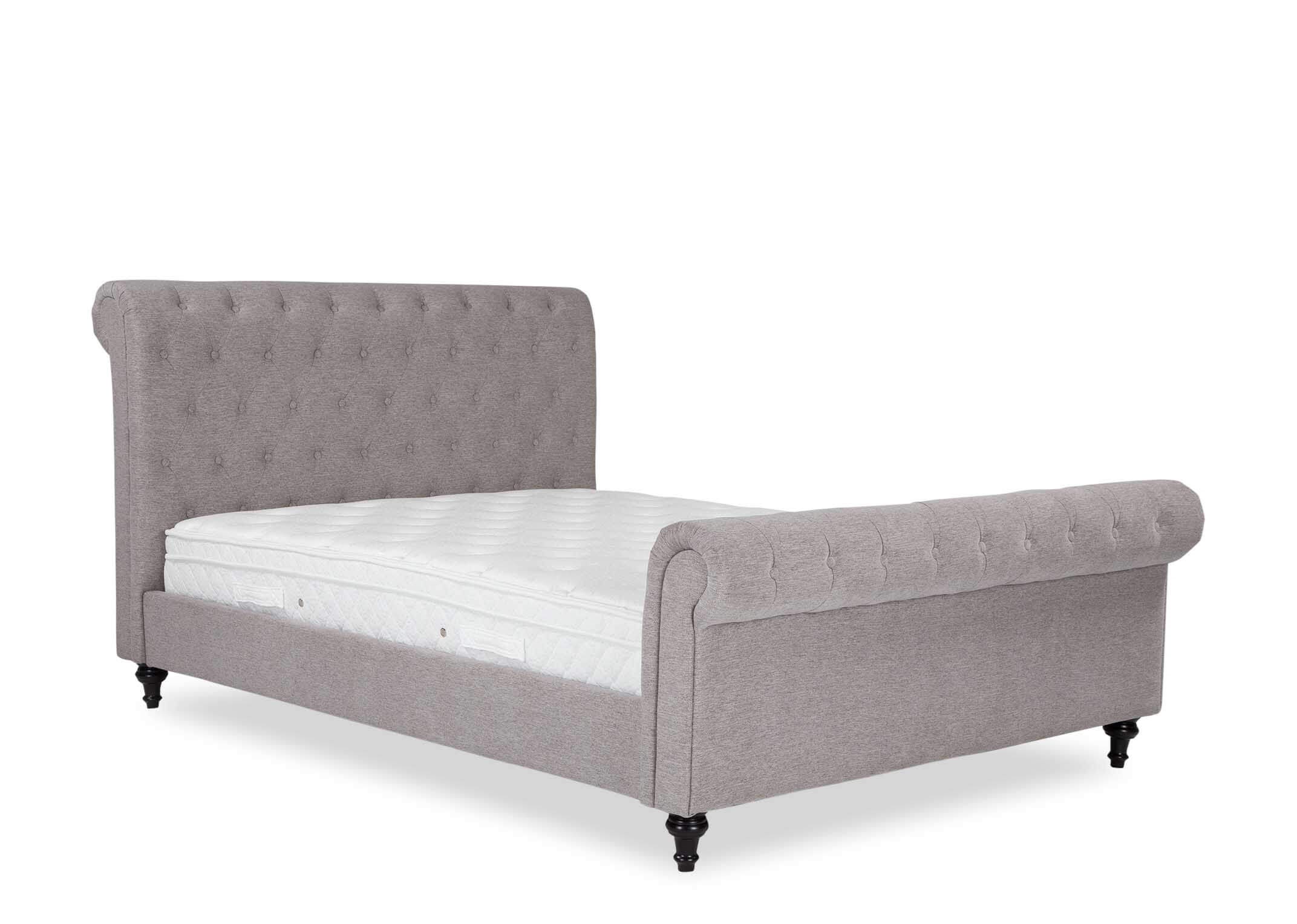 King-Size (5 ft) Grey Velvet Ottoman Bed Frame - Lancelot - EZ Living ...