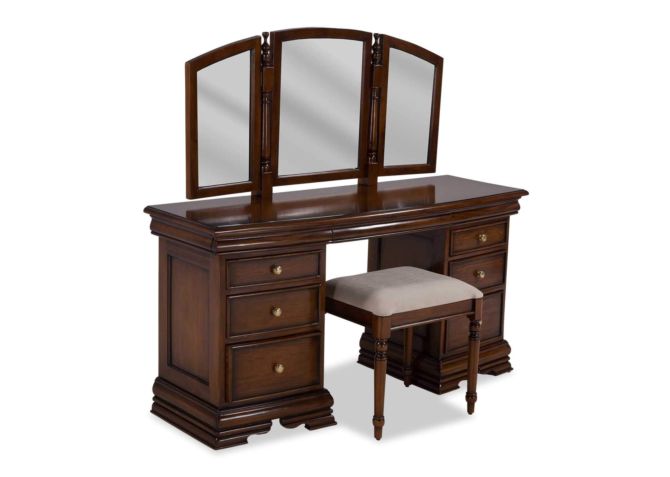 9 Drawer Mahogany Dressing Table Set, Mirrored Dressing Table With Drawers Ireland