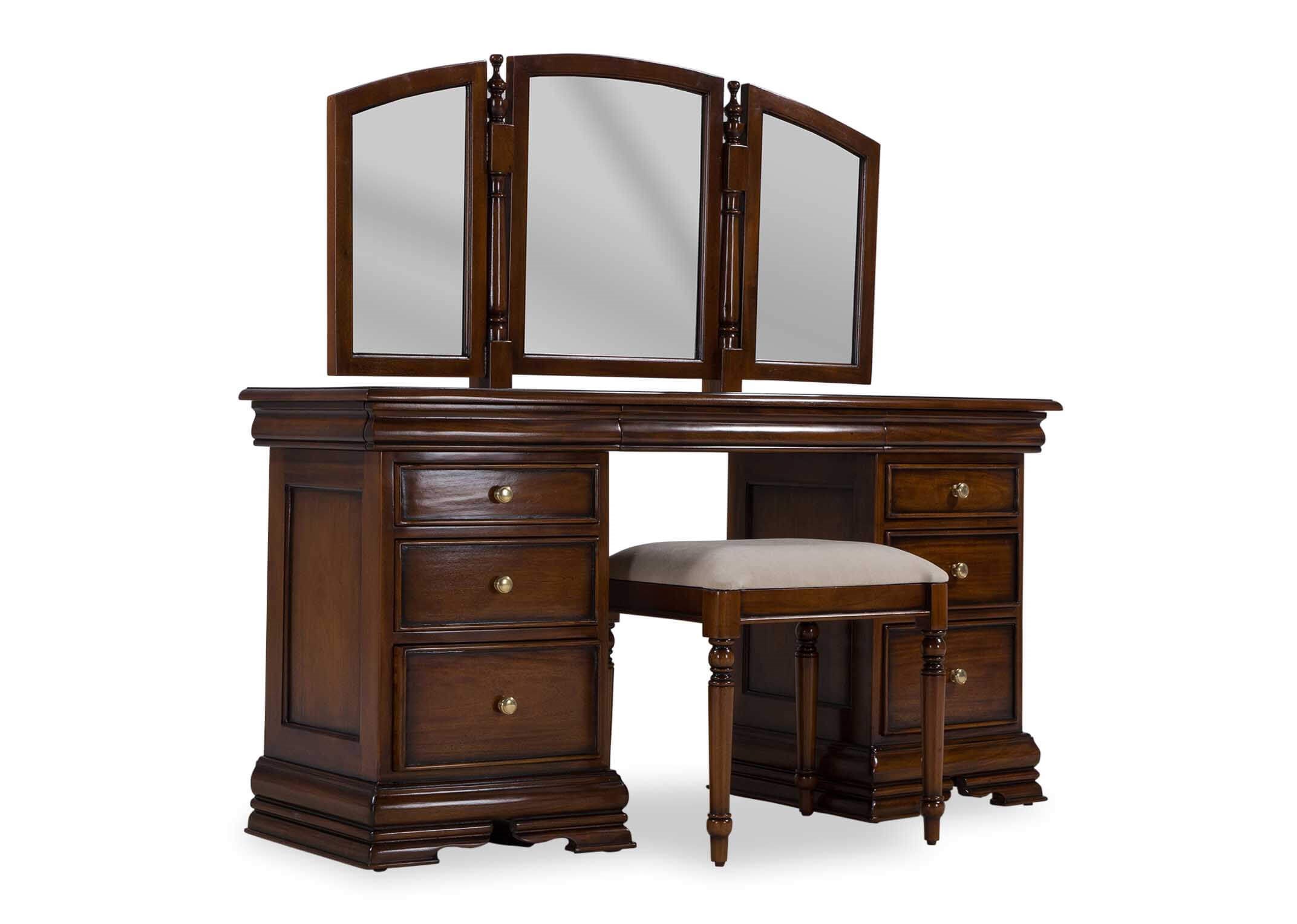 Buy Lorraine Dressing Table with Storage and Drawers (Exotic Teak Finish)  at 28% OFF Online | Wooden Street