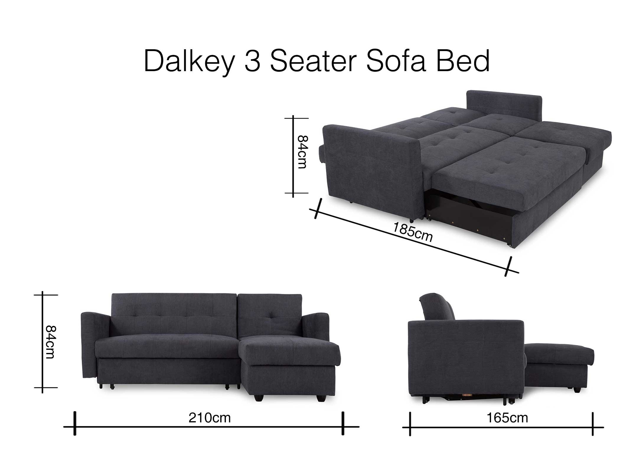Grey Fabric 3 Seater Sofa Bed Dalkey