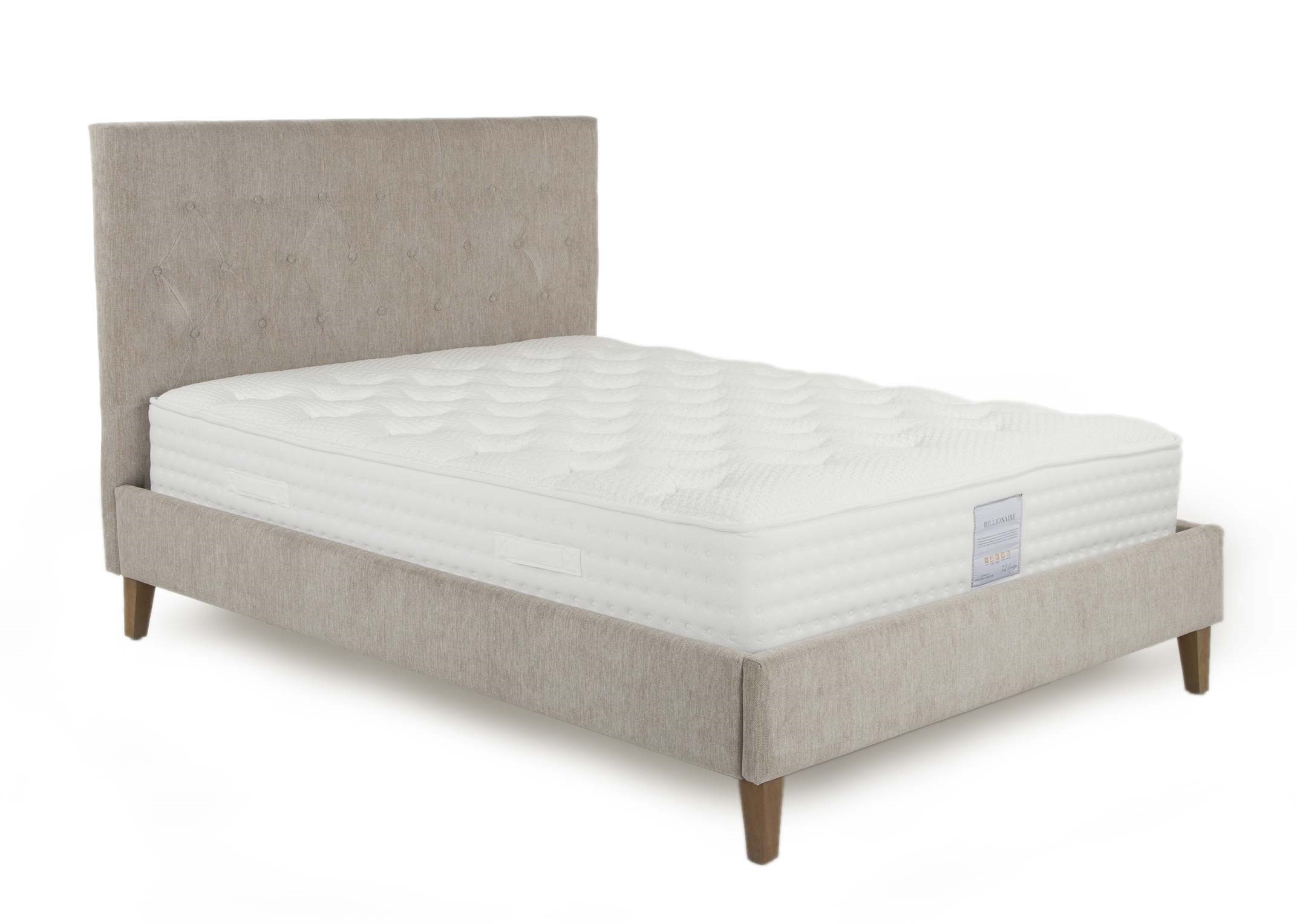 Beige Fabric Bed Frame Calia, Faux Suede King Size Bed Frame
