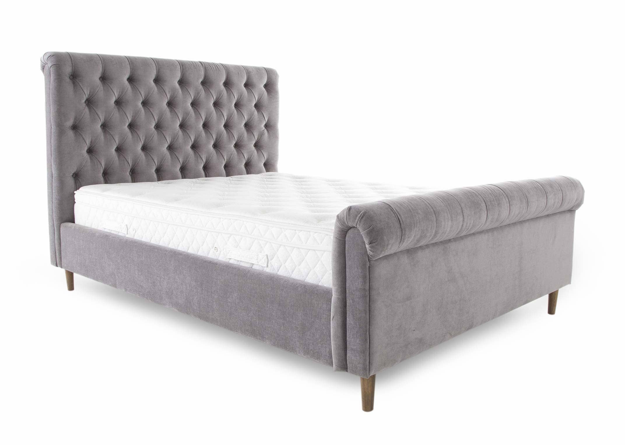 5ft Grey Fabric Bed Frame Sofia, Grey Upholstered King Size Bed Frame