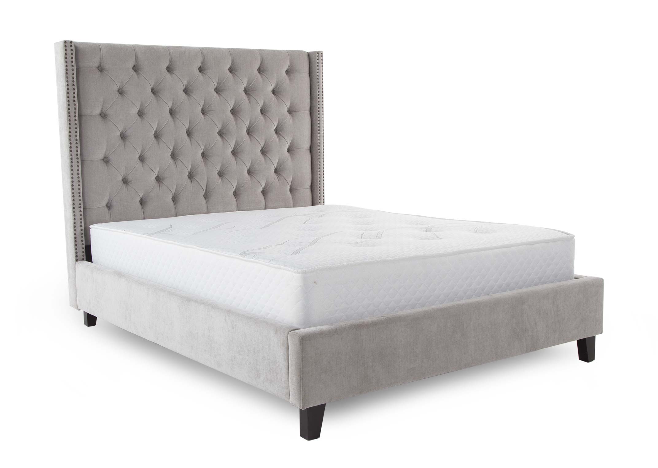 King Size 5ft Grey Fabric Bed Frame, Grey King Size Bed Frame