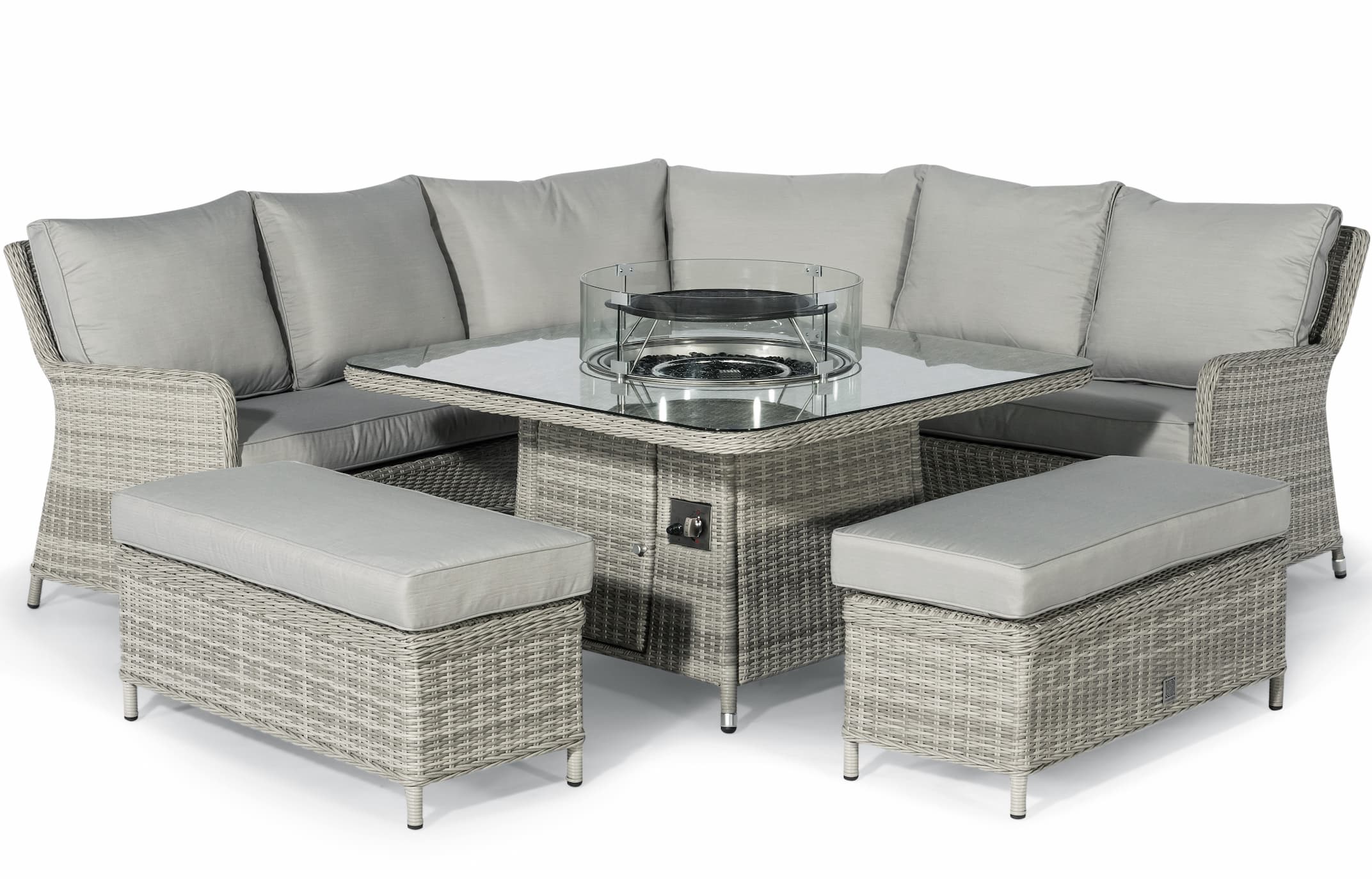 Royal Corner Garden Furniture Set With, Circular Outdoor Furniture With Fire Pit