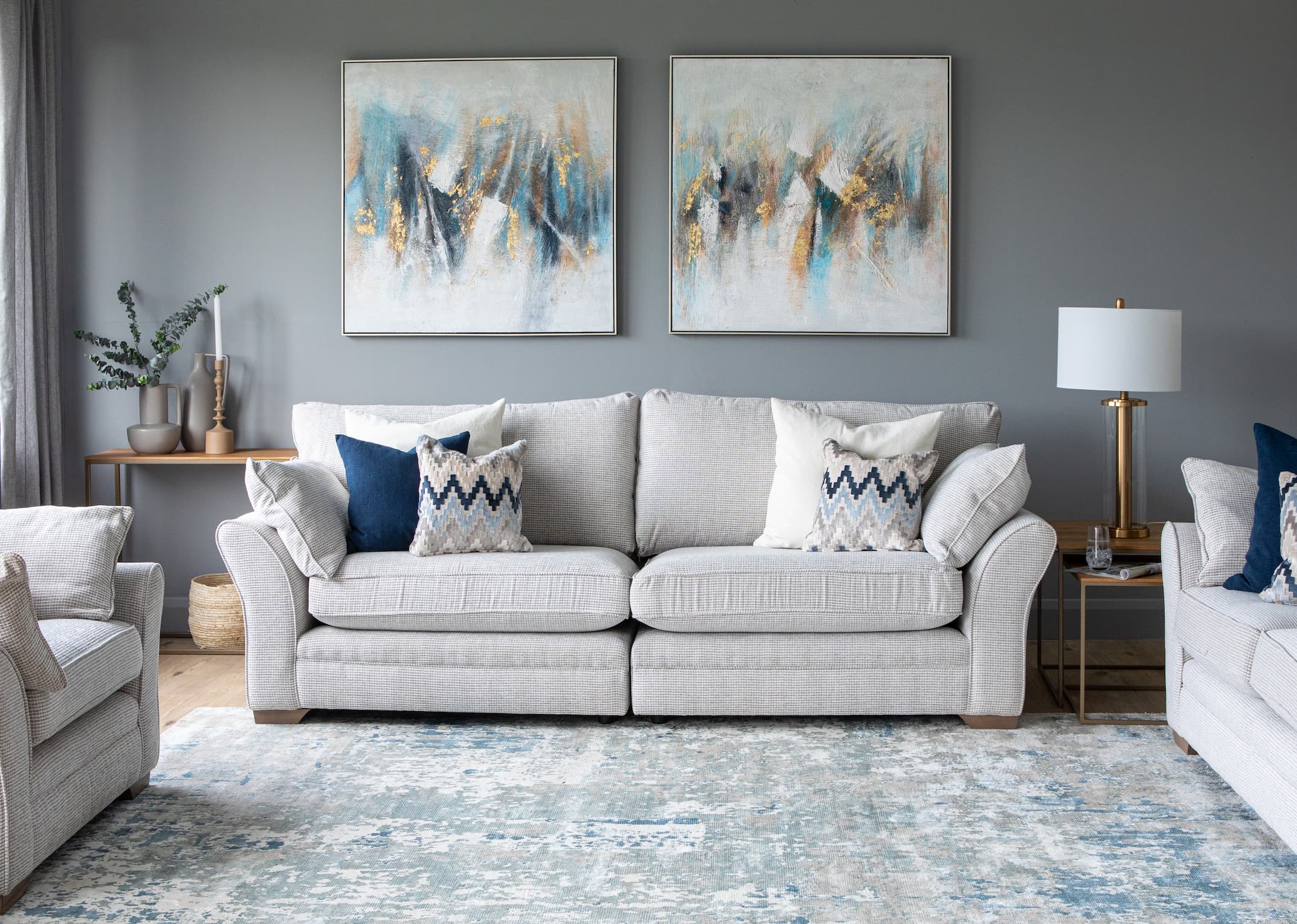 4 Seater Beige Accent Fabric Sofa Strata Ez Living Furniture