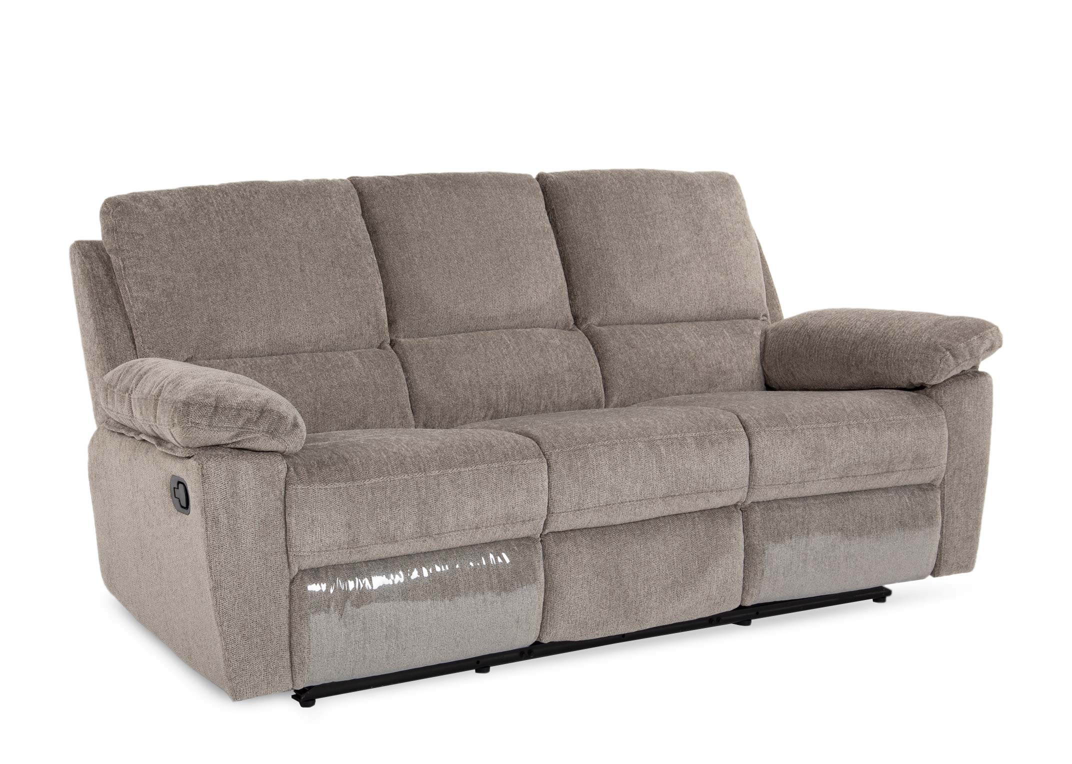 3 Seater Grey Fabric Reclining Sofa