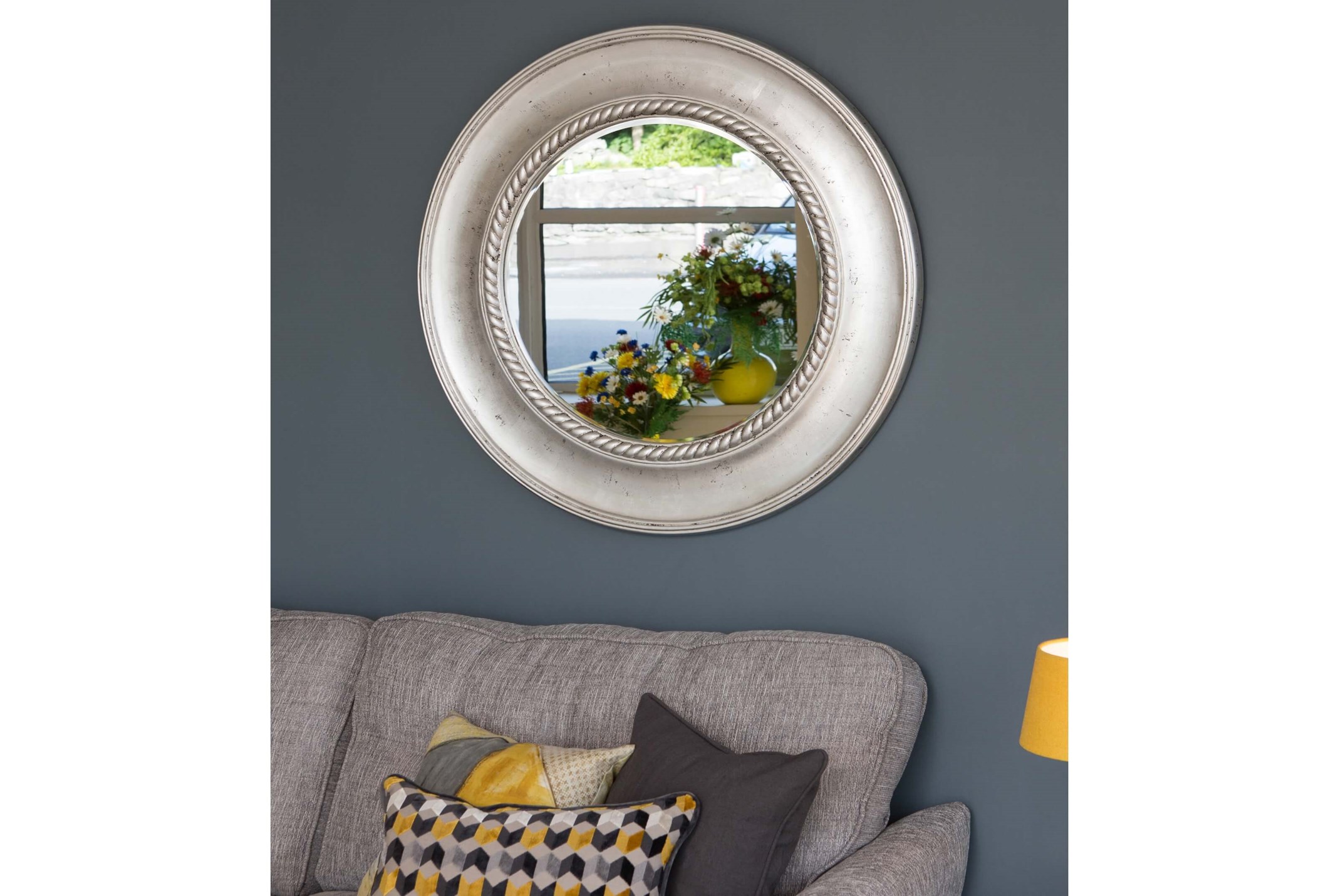 90cm X 90 Silver Round Wall Mirror