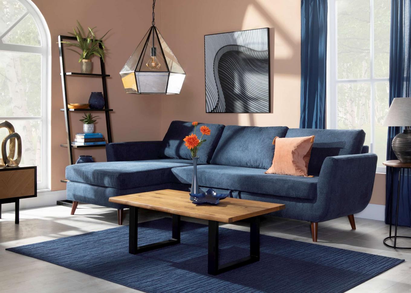 Tiranía grado Precursor 3 Seater Navy Sofa Bed LAF Chaise - Sasha - EZ Living Furniture